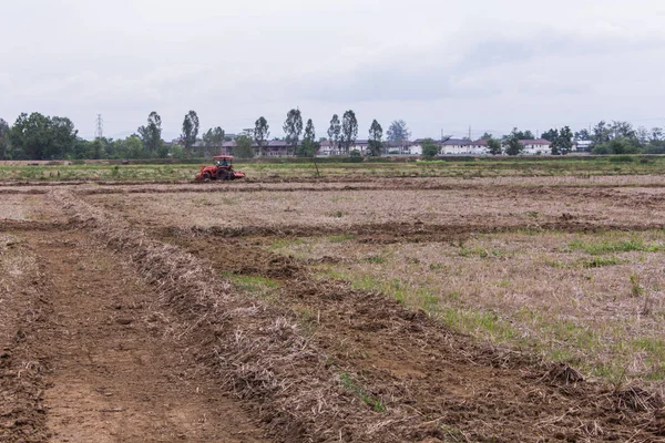 Trekker in veld — Stockfoto