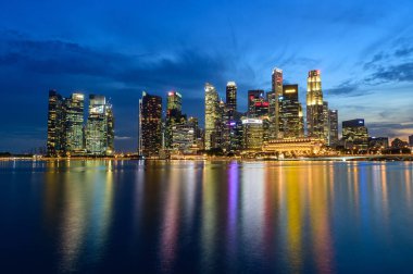 Singapore city skyline at night clipart
