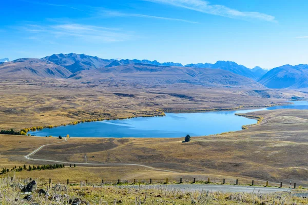 Widok na Lake Tekapo z Mount John, pl — Zdjęcie stockowe