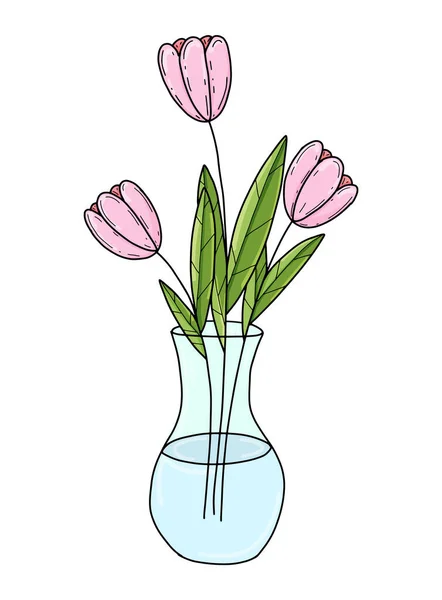abstract flowers, tulips in a vase with water.