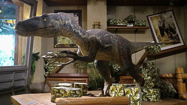 Osaka Japón Noviembre 2019 Primer Plano Reproducción Escala Dinosaur Velociraptor — Foto de Stock