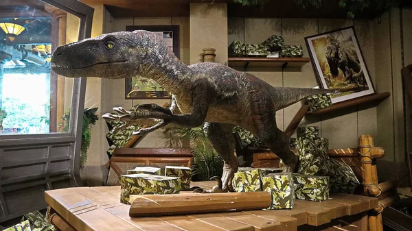 Osaka Japón Noviembre 2019 Primer Plano Reproducción Escala Dinosaur Velociraptor — Foto de Stock
