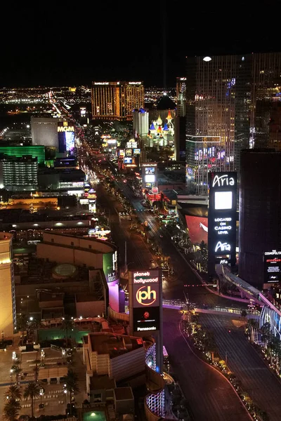 Las Vegas Usa Październik 2016 Nocna Panorama Las Vegas Boulevard — Zdjęcie stockowe