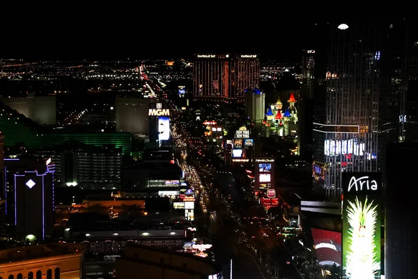 Las Vegas Usa Październik 2016 Nocna Panorama Las Vegas Boulevard — Zdjęcie stockowe