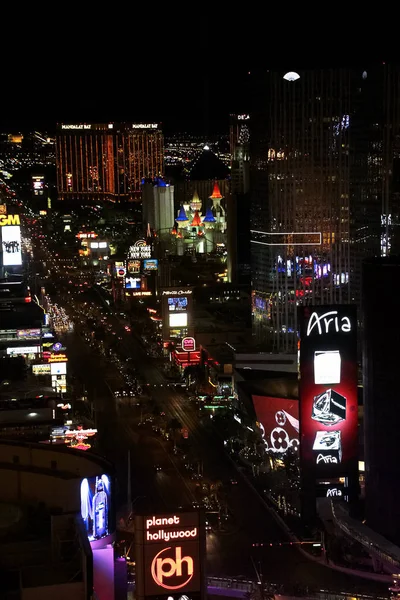 Las Vegas Usa Październik 2016 Nocna Panorama Las Vegas Boulevard — Zdjęcie stockowe