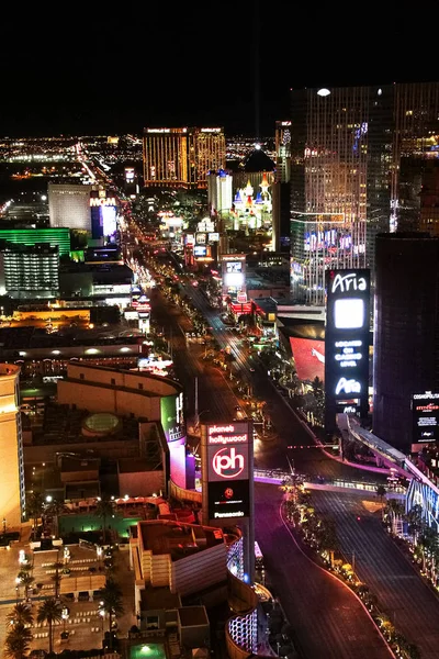 Las Vegas Usa Październik 2016 Nocna Panorama Las Vegas Boulevard — Zdjęcie stockowe