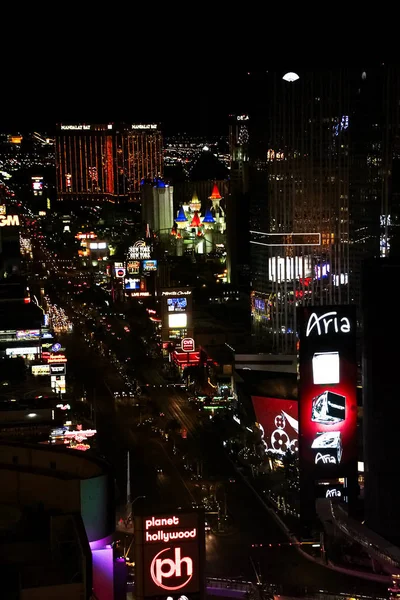 Las Vegas Usa Październik 2016 Nocna Panorama Las Vegas Boulevard — Zdjęcie stockowe