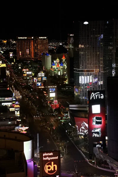 Las Vegas Usa Październik 2016 Nocna Panorama Las Vegas Boulevard — Zdjęcie stockowe