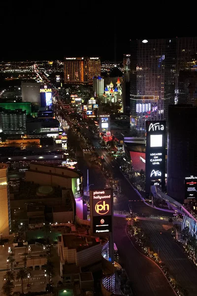 Las Vegas Usa Październik 2016 Nocna Panorama Las Vegas Boulevard — Zdjęcie stockowe