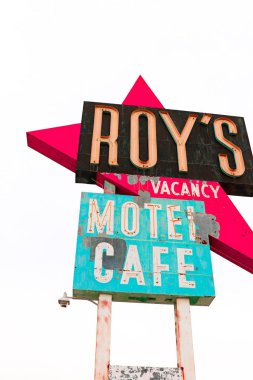 Amboy,CA/USA - Oct 27,2015 : Legendary Roy's Motel and Cafe on historic Highway Route 66. clipart