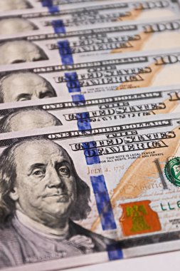 Para Amerikan doları faturaları. Para birimi Amerikan doları banknotları. Başkan 'ın Portresi.