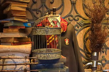 Osaka, Japonya - 20 Ocak 2020: Japonya Universal Stüdyoları 'nda Harry Potter' ın Büyücülük Dünyası 'nda geçen film. Universal Stüdyoları Japonya Osaka 'da bir tema parkıdır..