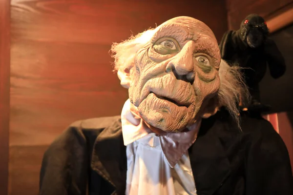 Toba, Japan - 29 February 2020 : Old black butler doll in Edogawa Rampo Museum. which is a museum about Edogawa Rampo culture and history of development of Japanese mystery fiction.