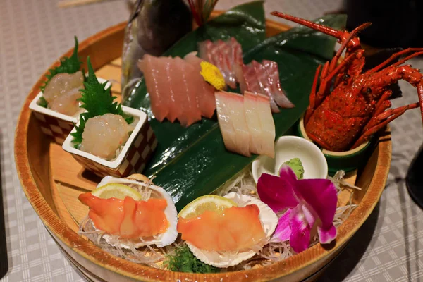 Corregir Plato Sashimi Auténtico Plato Único Japón Estilo Comida Japonesa —  Fotos de Stock