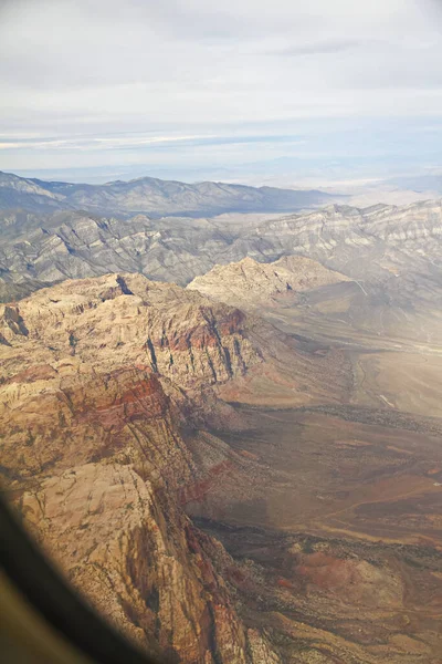 Kilátás Repülőgép Ablakából Las Vegas Felett Amerikai Egyesült Államok Las — Stock Fotó