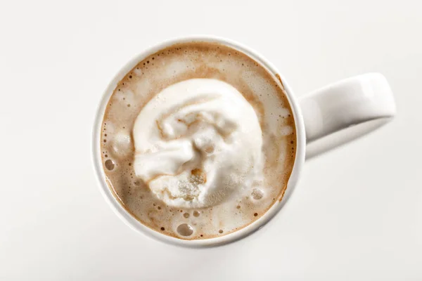 Top View Sweet Frappuccino Coffee Vanilla Ice Cream White Ceramic — Stock Photo, Image