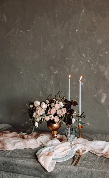 Stofdoek Tafel Decoratie Perzik Pastel Kleur Motief Perfect Voor Elk — Stockfoto