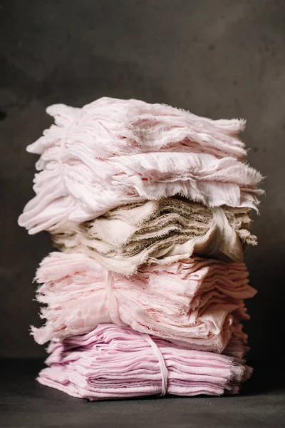 Eleganckie Warstwy Materiału Tkaninowego Wykonane Bawełny Wełny Pastelowego Koloru Najlepszy — Zdjęcie stockowe