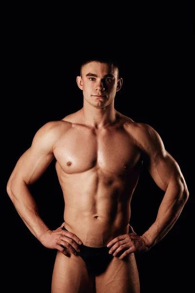 Hommes Forts Posant Montrant Des Muscles Grande Forme Avant Championnat — Photo