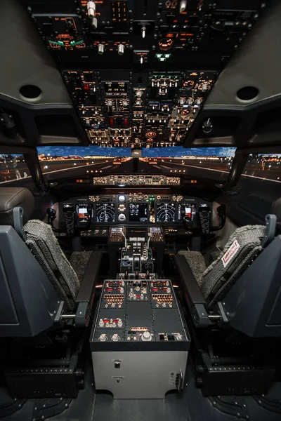 Vista Pista Desde Los Modernos Aviones Boeing Antes Del Despegue —  Fotos de Stock