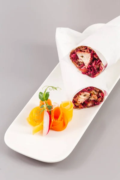 Shawarma Betterave Biologique Poulet Sain Parfait Pour Les Végétariens Bonne — Photo