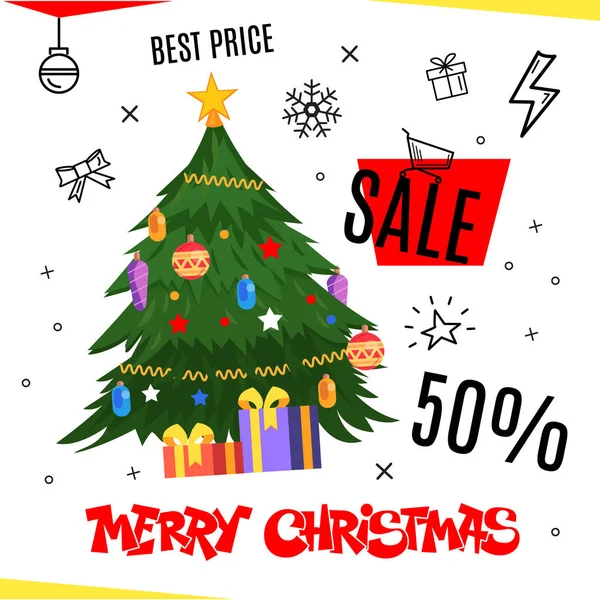 Albero Natale Disegnato Mano Illustrazione Vettoriale Illustrazione Stock