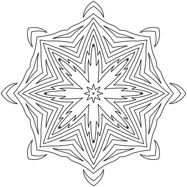 Coloriage Motif Fleurs Mandala Rond Ethnique — Image vectorielle