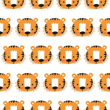 Beyaz arka planda neşeli kaplan deseni