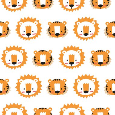 Beyaz arka planda aslan ve kaplan deseni