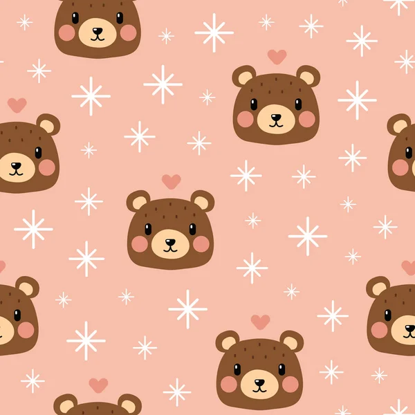 Lindo patrón de oso sobre fondo rosa — Vector de stock