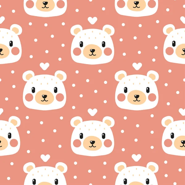 Adorable motif ours polaire sur fond rose — Image vectorielle