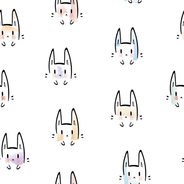 Joyeux motif de lapin sur fond blanc — Image vectorielle