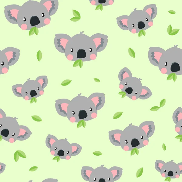 Patrón sin costura Koala sobre fondo verde — Archivo Imágenes Vectoriales