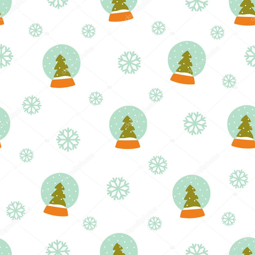 Snow globe and snowflake pattern