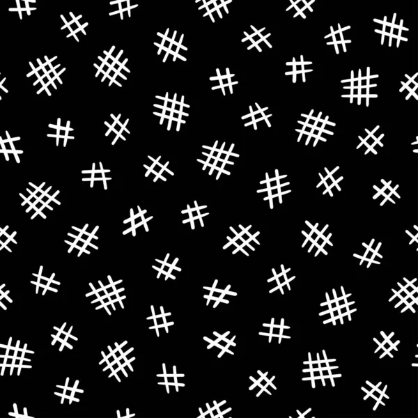 Patrón de cuadrícula de garabato abstracto sobre fondo negro — Archivo Imágenes Vectoriales