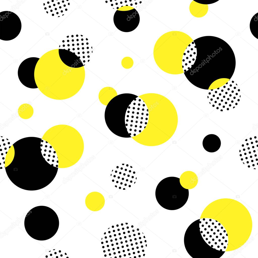 Abstract black, yellow, spotted circle background