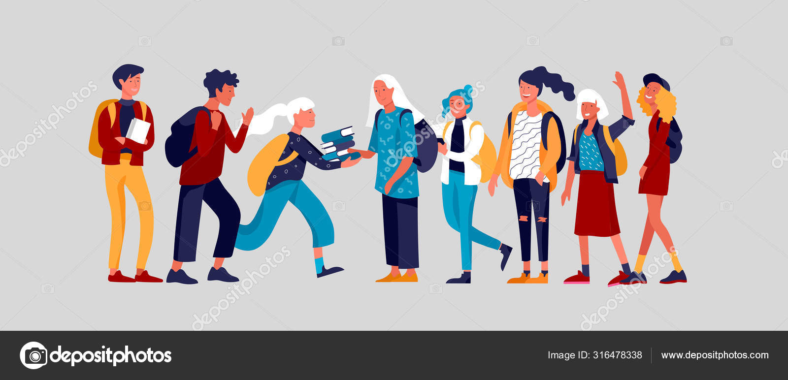 Happy teenagers and students. Group of friends character are laughing and  talking. Stylish smiling teenage boys and girls. Young generation pupils  Stock Vector Image by ©Merfin #316478338