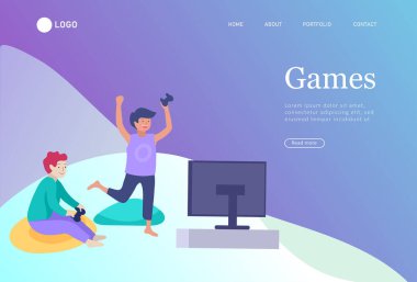 Happy okul çocuklarıyla iniş sayfası çeşitli aktiviteler yapıyor