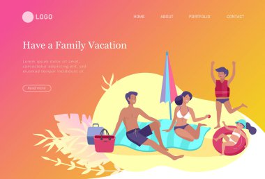 İniş sayfaları aile hobileri koleksiyonu ile hazırlandı. Anne, baba ve çocuklar birlikte vakit geçiriyorlar. Çizgi film vektör illüstrasyonu