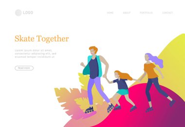 İniş sayfaları aile hobileri koleksiyonu ile hazırlandı. Anne, baba ve çocuklar birlikte vakit geçiriyorlar. Çizgi film vektör illüstrasyonu