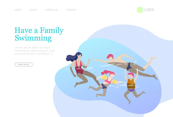 Landing Pages mit einer Sammlung von Familienhobby-Aktivitäten. Mutter, Vater und Kinder verbringen Zeit miteinander. Zeichentrickvektorillustration — Stockvektor