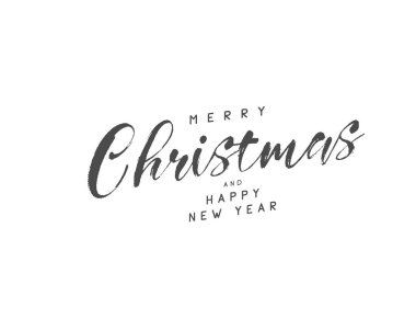 Mutlu Noeller ve mutlu yıllar. Poster ve tebrik kartı için tipografik kompozisyon ile birlikte. Kış tatili için el yazısı. Vektör