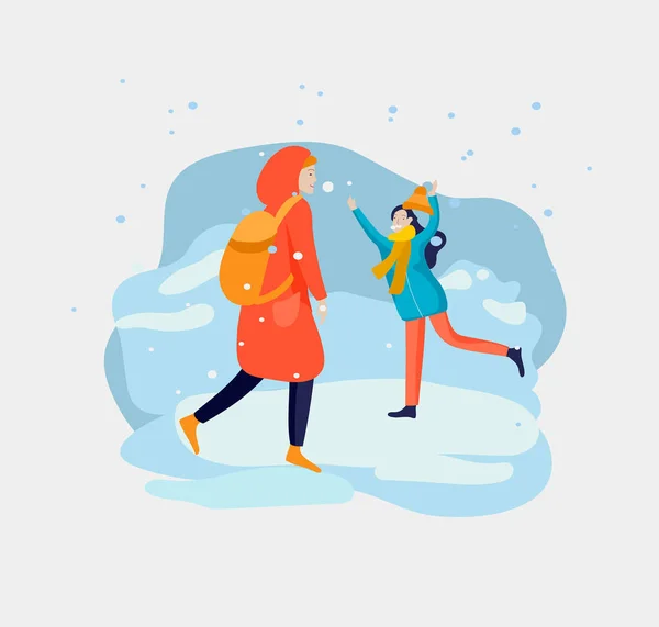 Çeşitli stil sahibi insanlar sokakta şemsiye altında sıcak kıyafetler giyer. Sonbahar yağmurlu hava. Renkli çizgi film — Stok Vektör