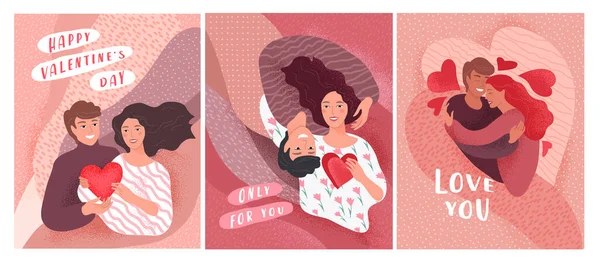 Historia de amor de pareja romántica feliz relación. Día de San Valentín — Vector de stock