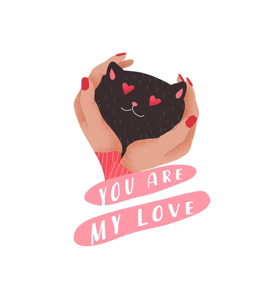 Tú eres mi amor. Lindos gatos enamorados. Día de San Valentín romántico gree — Archivo Imágenes Vectoriales