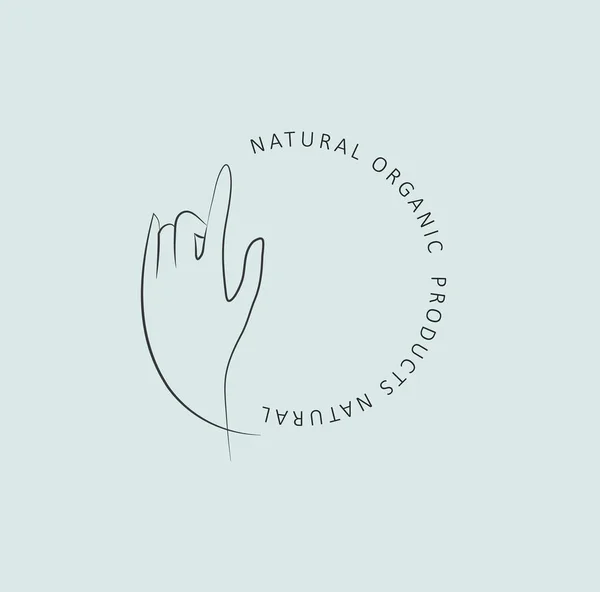 Logo design template in trendy linear minimal style. Vector abstract hands. Abstract symbol for organic products, beauty cosmetics, jewellery — Stock Vector