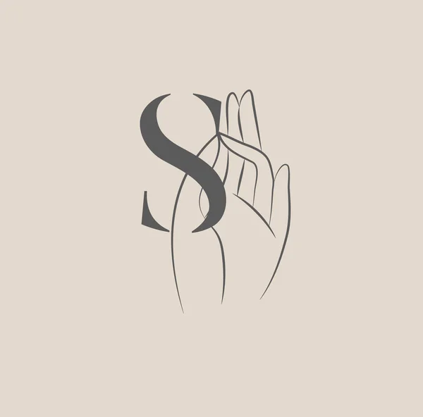 Szablon Projektu Logo Modnym Liniowym Stylu Minimalnym Wektor Abstrakcyjne Ręce — Wektor stockowy
