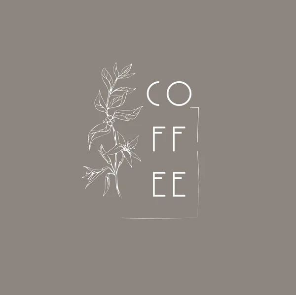 Logo und Niederlassung der Kaffeepflanze. Handgezeichnetes Hochzeitskraut, Pflanze und Monogramm mit eleganten Einladungsblättern speichern das Datumskartendesign. Botanische rustikale trendige Grünflächen — Stockvektor