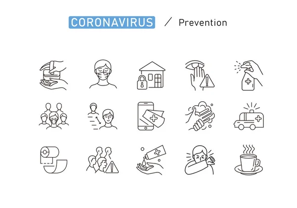 Coronavirusbescherming Preventie Van Nieuwe Epidemie 2019 Ncov Icoon Ingesteld Infographic — Stockvector