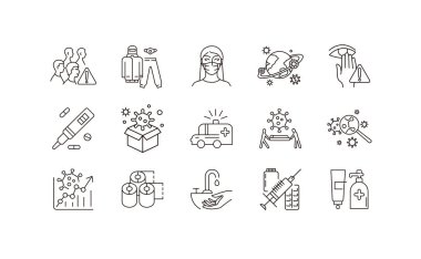 Coronavirus simgesi ve sembolü. Bilgi ya da web sitesi için 2019-nCoV ikonu. Hastalıklı bilgi grafiklerinin yayılması ve büyümesi. Vektör satırı illüstrasyonu